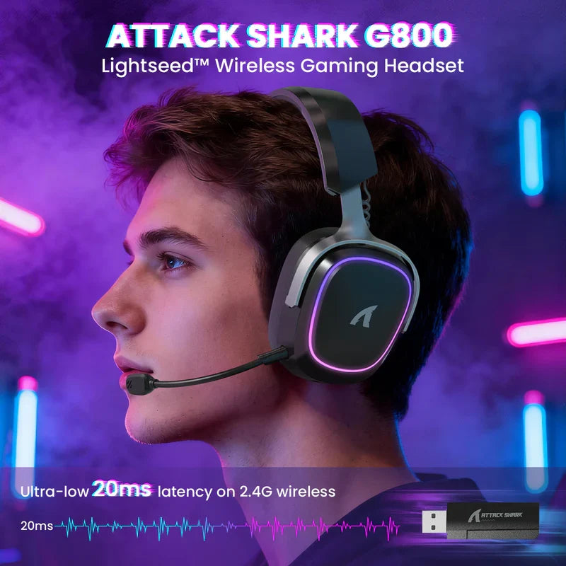 Casque gaming sans fil Attack Shark G800 – vue 2