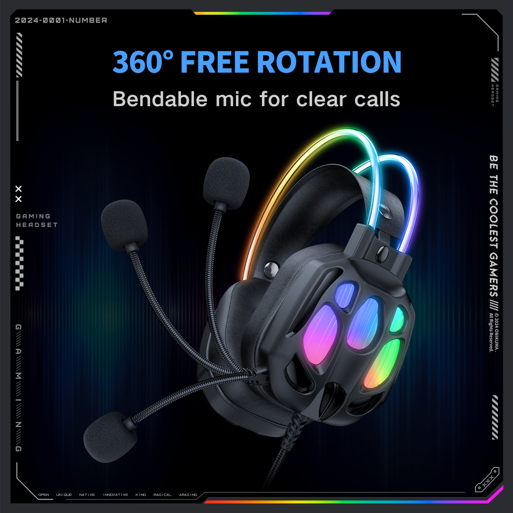 Casque gaming Onikuma X89 RGB avec micro – vue 5