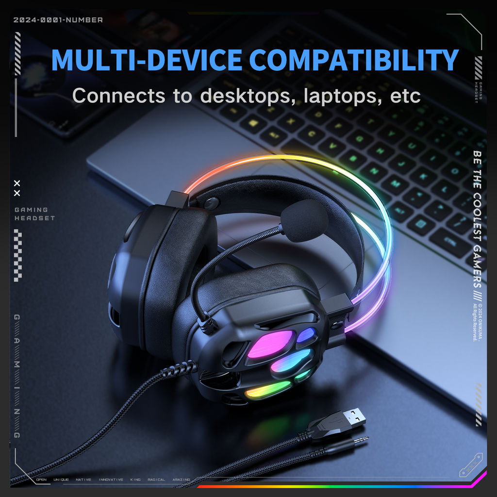 Casque gaming Onikuma X89 RGB avec micro – vue 3