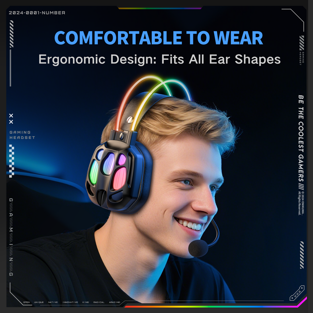 Casque gaming Onikuma X89 RGB avec micro – vue 4