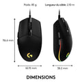 Souris gaming Logitech G102 LightSync RGB noire – vue 2