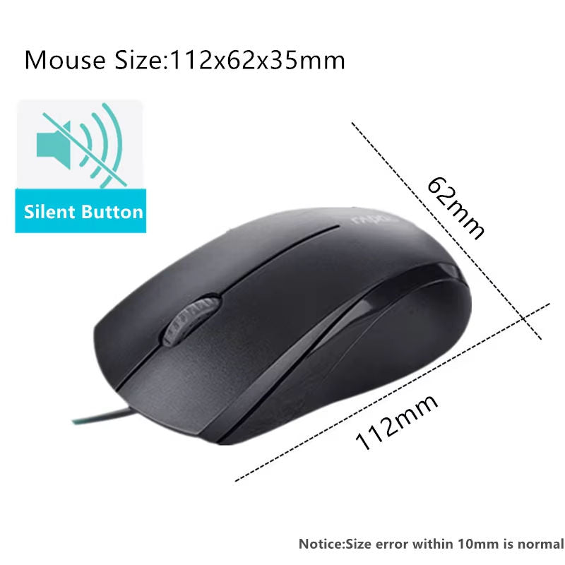 Souris filaire silencieuse Rapoo N1600 – vue 3