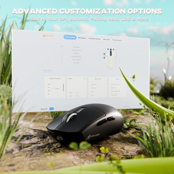 Souris gaming Attack Shark G3 noire RGB – vue 2