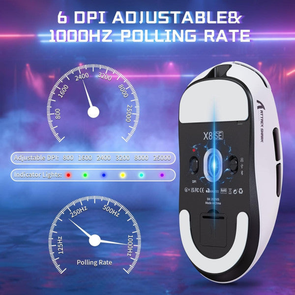 Souris gaming sans fil Attack Shark X8SE – vue 4