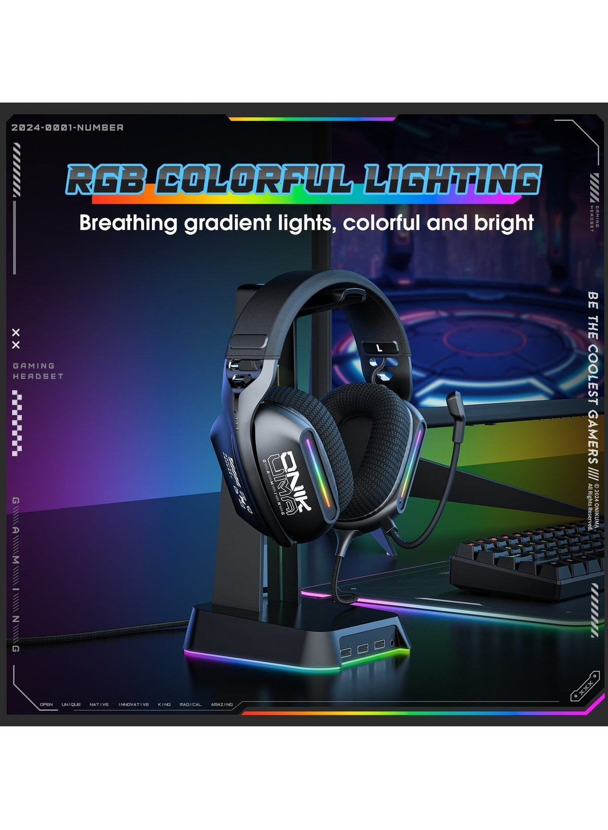 Casque gaming Onikuma X12 RGB – vue 3