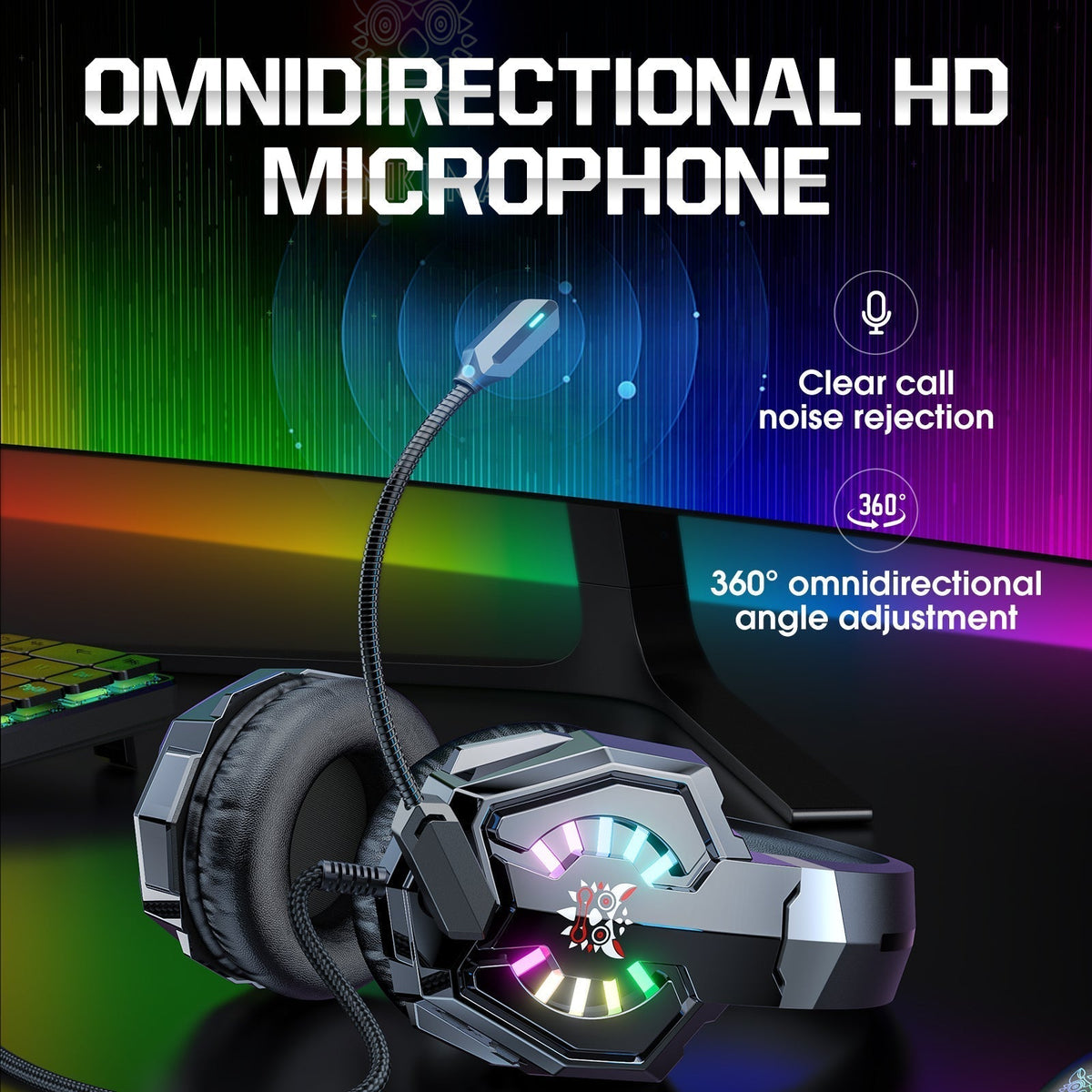 Casque gaming filaire Onikuma X32 RGB – vue 3